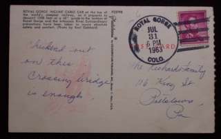 1963 Incline Cable Car Royal Gorge CO Fremont Co PC  