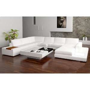   Bonded Leather Sectional Sofa with Light   White