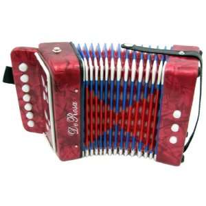  DeRosa Childrens Red 7 Key Toy Accordion Squeeze Box 