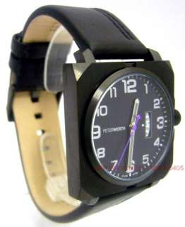 PETER WERTH MENS BLACK DIAL & DATE COUNTER WITH BLACK LEATHER STRAP 