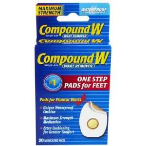 Compound W Wart Remover One Step Pads for Plantar Warts 20ct (Quantity 