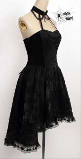   Punk Gothic Rose Coattail breast binder party dress wedding dress S XL