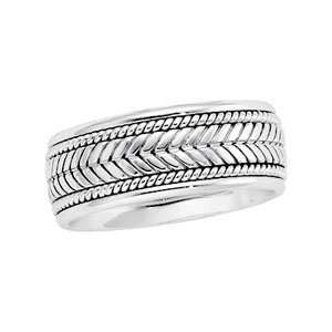  14k White Gold Hand Woven Band Ring   Size 12   JewelryWeb 