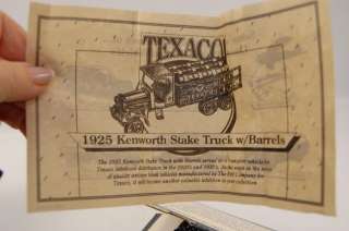 Diecast BANK Ertl TEXACO 1925 Kenworth Stake Truck, Box  