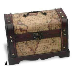 Old World Map Wooden Trunk Set of 2 