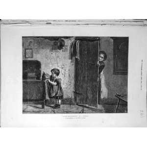   1876 Mural Decorations Stocks Child Wall Drawing Print
