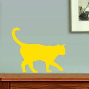  Yellow Cat Walking Fun Wall Decal: Home & Kitchen