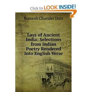   Indian Poetry Rendered Into English Verse Romesh Chunder Dutt Books