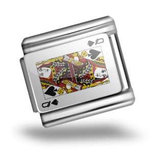 Italian Charms Original Queen of Spades   Queen / card game Bracelet 
