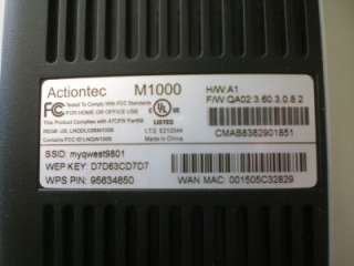 ACTIONTEC M1000 QWEST   CenturyLink DSL MODEM w/CABLES ``WORKS PERFECT 