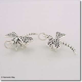STERLING SILVER ~ 3D DRAGONFLY Garden Dragon Fly CHARM  