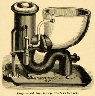 1877 Print Water Closet Bowl Antique Flush Toilet Bathroom WC Jennings 
