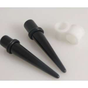  Gauges kit with Taper Pair of Acrylic Black Tapers with 