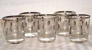   THORPE MAD MEN SILVER RIM & OBLONG POLKA DOT GLASSES SET OF 5 *  