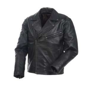 Mossi Mens Police Leather Jacket. Premium Leather. Quilted Lining. 20 