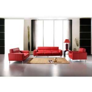   Vig Furniture Bella Italia Leather 216 Sofa Set In Red: Home & Kitchen