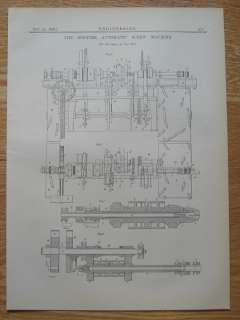 Spencer Automatic Screw Bolt Milling Machine 1898 Lathe  