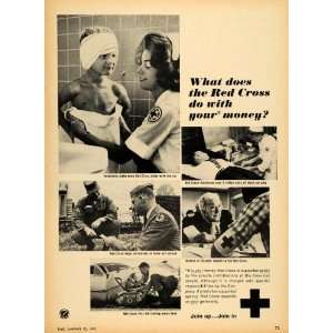  1965 Ad Red Cross Donation Servicemen Blood First Aid 