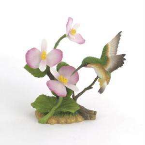 Andrea Porcelain HUMMINGBIRD & PINK BEGONIAS   NEW  