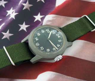 Mens RARE Vietnam War Era Elgin 24 Hour Dial Military Wrist Watch 