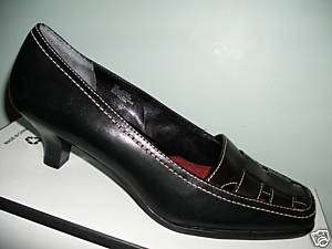 WHATS WHAT AEROSOLES Womens Black Leather Slip On Dress Shoes Heels 6 