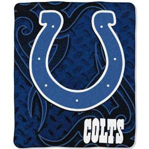  Indianapolis Colts NFL Royal Plush Raschel Blanket (Tattoo 