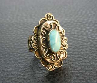 VINTAGE AFGHAN SKY BLUE TURQUOISE STONE ALPACA RING SIZE 8  
