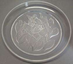 Lalique Style Lily of Valley Crystal Art Glass Plate  