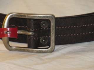   LEVIS Brown Genuine Leather Belt w/ Silver Buckle, Sz 40, 42  