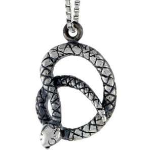 925 Sterling Silver King Cobra Pendant (w/ 18 Silver Chain), 11/16 