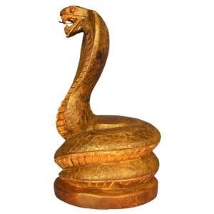  EXP Handmade King Cobra Snake Wood Carving (Thailand 