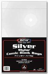 25 SILVER AGE SIZE MYLAR COMIC BOOK BAGS SLEEVES 4 MIL  