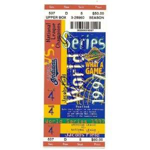  1997 World series Game 4 Full Ticket Signed By MVP Livan 