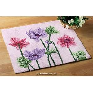  Viola Flower Hooked Small Area Rug 