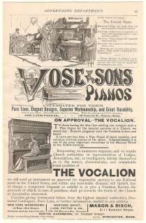 1892 Everett Vose & Sons Vocalion Pianos Print Ad  