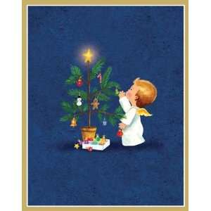  Angel Decorating Christmas Tree Boxed Christmas Cards 