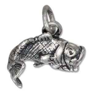  Sterling Silver Antiqued Large Mouth Bass Charm.: Jewelry