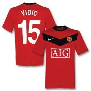 09 10 Man Utd Home Jersey + Vidic 15 (C/L Style)  Sports 