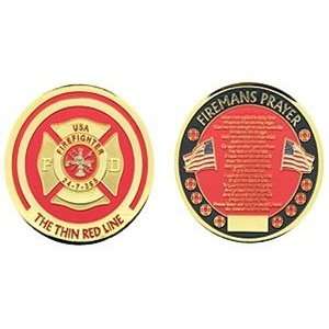  Thin Red Line   Firemans Prayer Challenge Coin 
