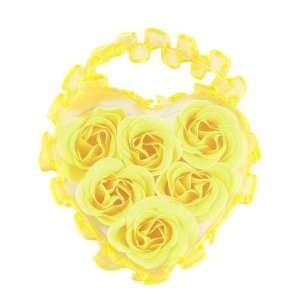  6 Pcs Yellow Flower Bath Body Soap Rose Petal in Heart Box 
