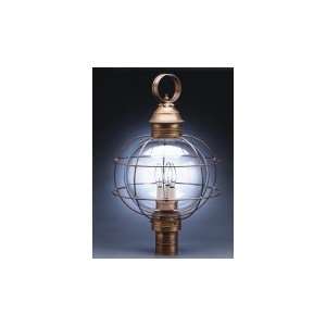   Onion 3 Light Outdoor Post Lamp in Antique Brass with Frosted glass