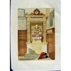   C1845 Colour Print Old England Museum Antiquities Bust