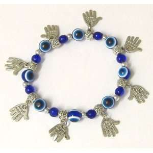  Lucky Hamsa Evil Eye Bead Bangle Bracelet (Dark Blue 