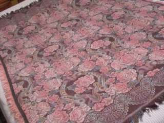 VICTORIAN TAPESTRY PINK CABBAGE ROSE THROW~Shabby~Cottage~Chic  