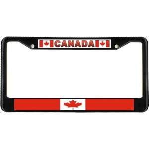  Canada Canadian Flag Black License Plate Frame Metal 