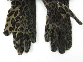 You are bidding on NEIMAN MARCUS Leopard Print Faux Fur Trim Gloves 