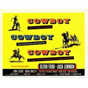 Cowboy Poster Movie C 27x40 Glenn Ford Jack Lemmon Anna Kashfi  