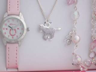 Girls/Kids Pony/Horse Watch Necklace Bracelet Gift Set  