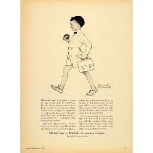  1954 Ad Massachusetts Mutual Insurance Schoolboy Child Apple 