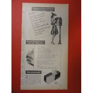  Kleenex Tissues, 1943 Print Ad (woman/mail box.) Orinigal 